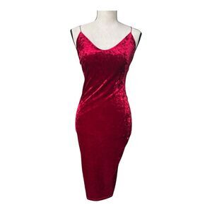Fashion Nova Red Crushed Velvet Bodycon Mini Dress Small Stretchy